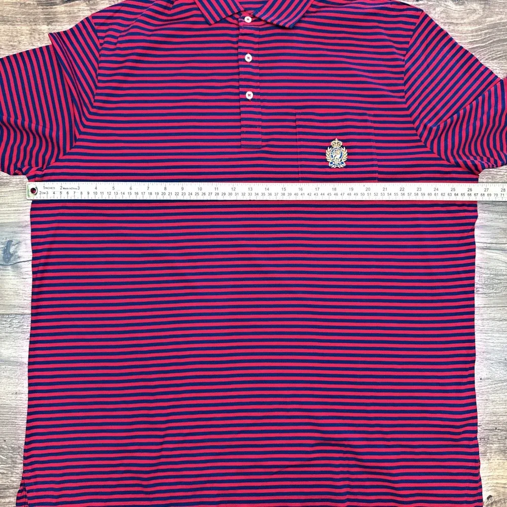 Polo Ralph Lauren Mens XL Red Blue Stripes Crest Preppy Pony 90s Academia Career